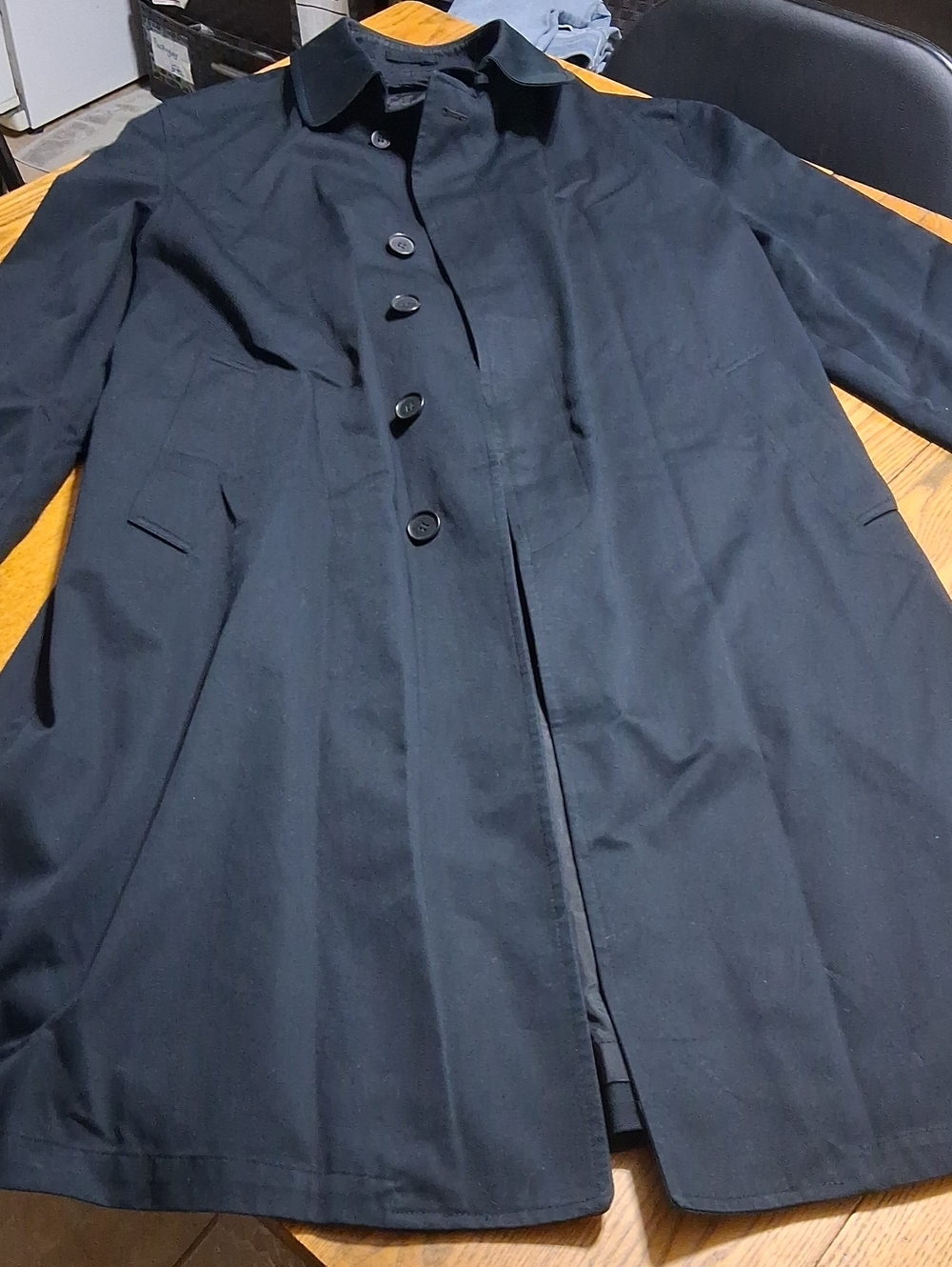 LONDON FOG WOMENS MENS COAT TRENCH 42 BLACK Jacket Long   SLEEVES Used